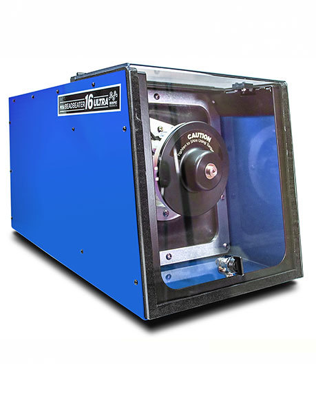 BioSpec Mini-BeadBeater-16 ULTRA bead mill homogenizer in blue, door closed