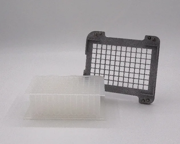 LabTIE 96-well square deep-well plate converter for the powder dispenser